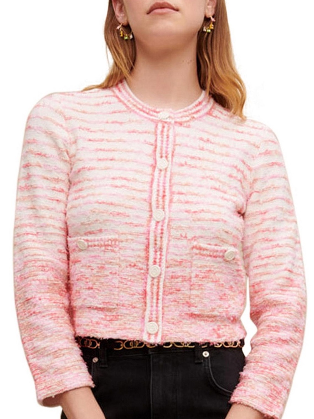 MAJE Roses Pink Tweed-like Cardigan ✨ NWT